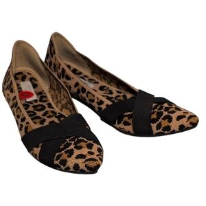 Steven By Steve Madden Knit Pointy Leopard Print Flats
